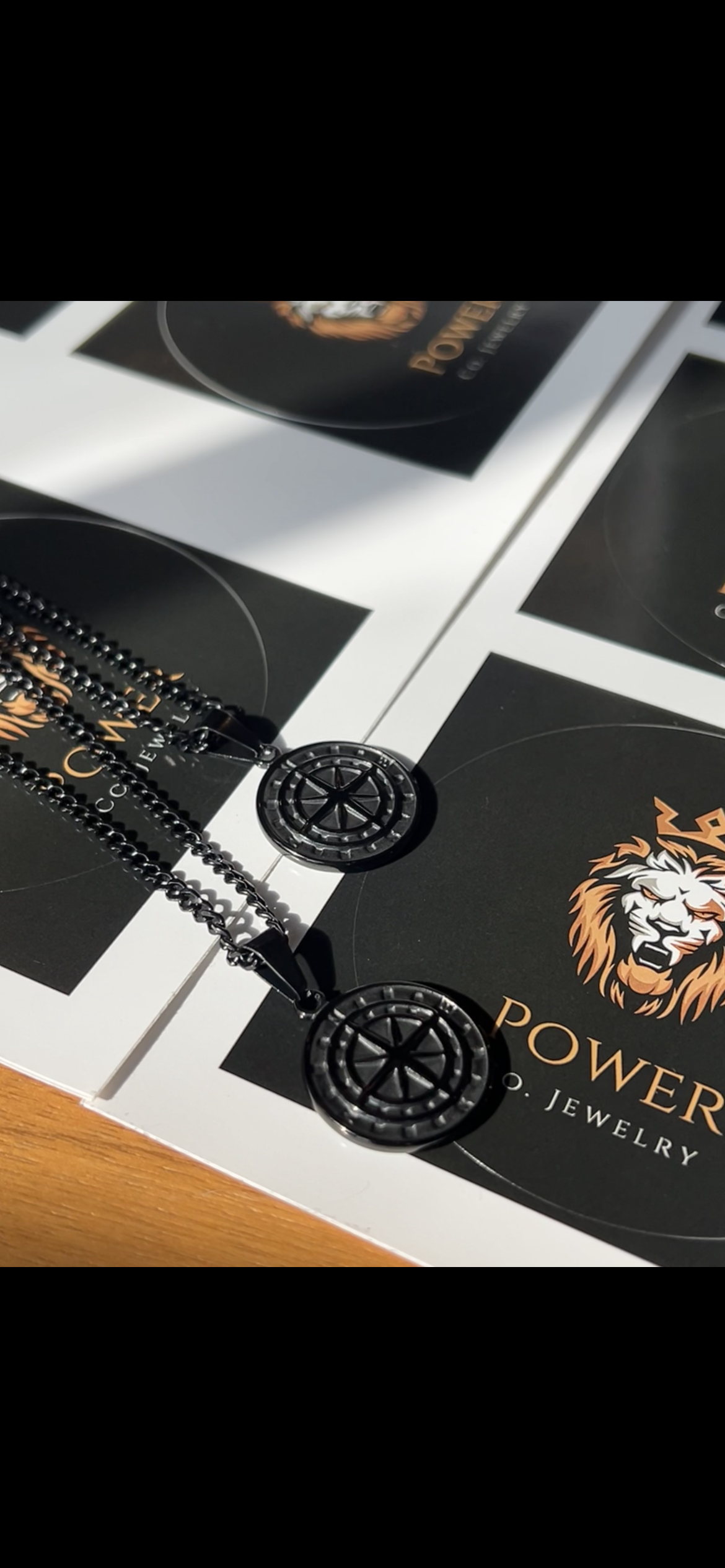 Men’s Black Compass Coin Necklace