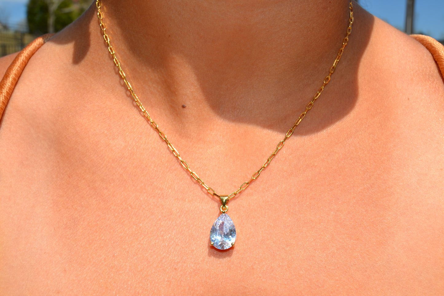 Aurora Teardrop Crystal Necklace