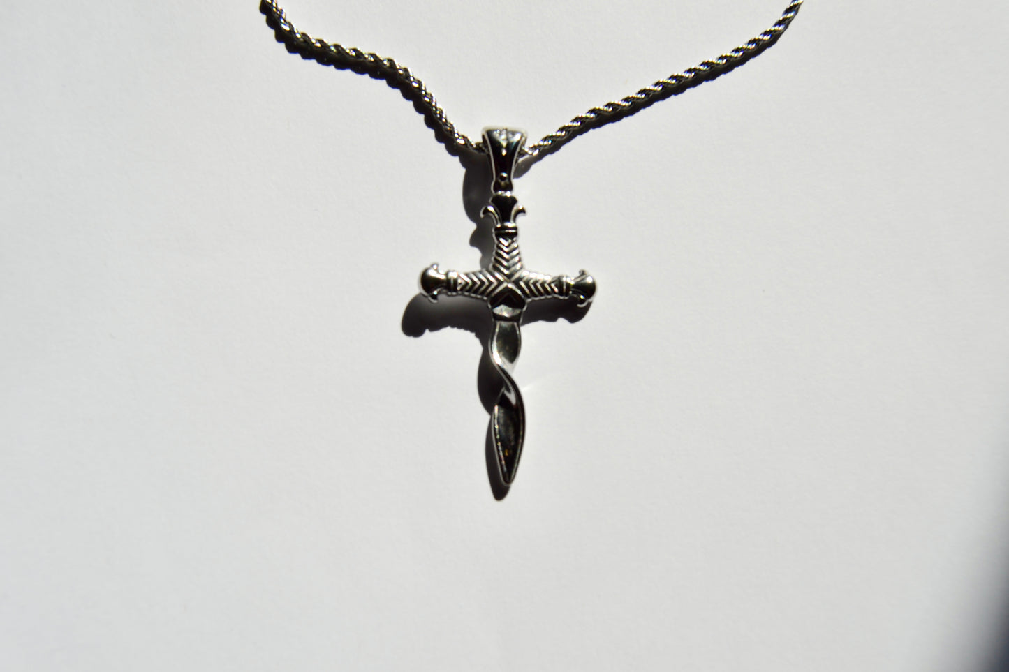Silver Sword Cross Pendant