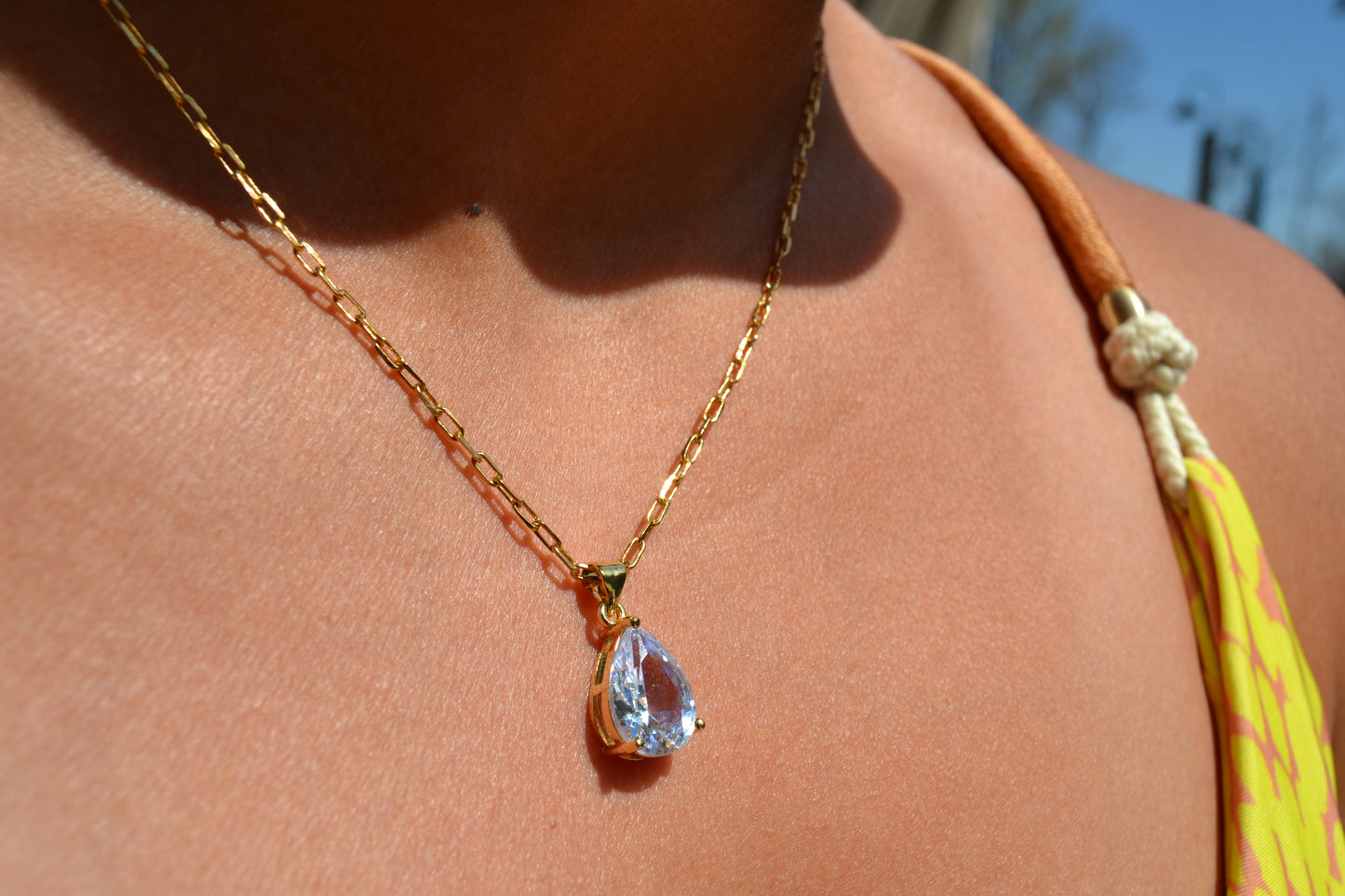 Aurora Teardrop Crystal Necklace