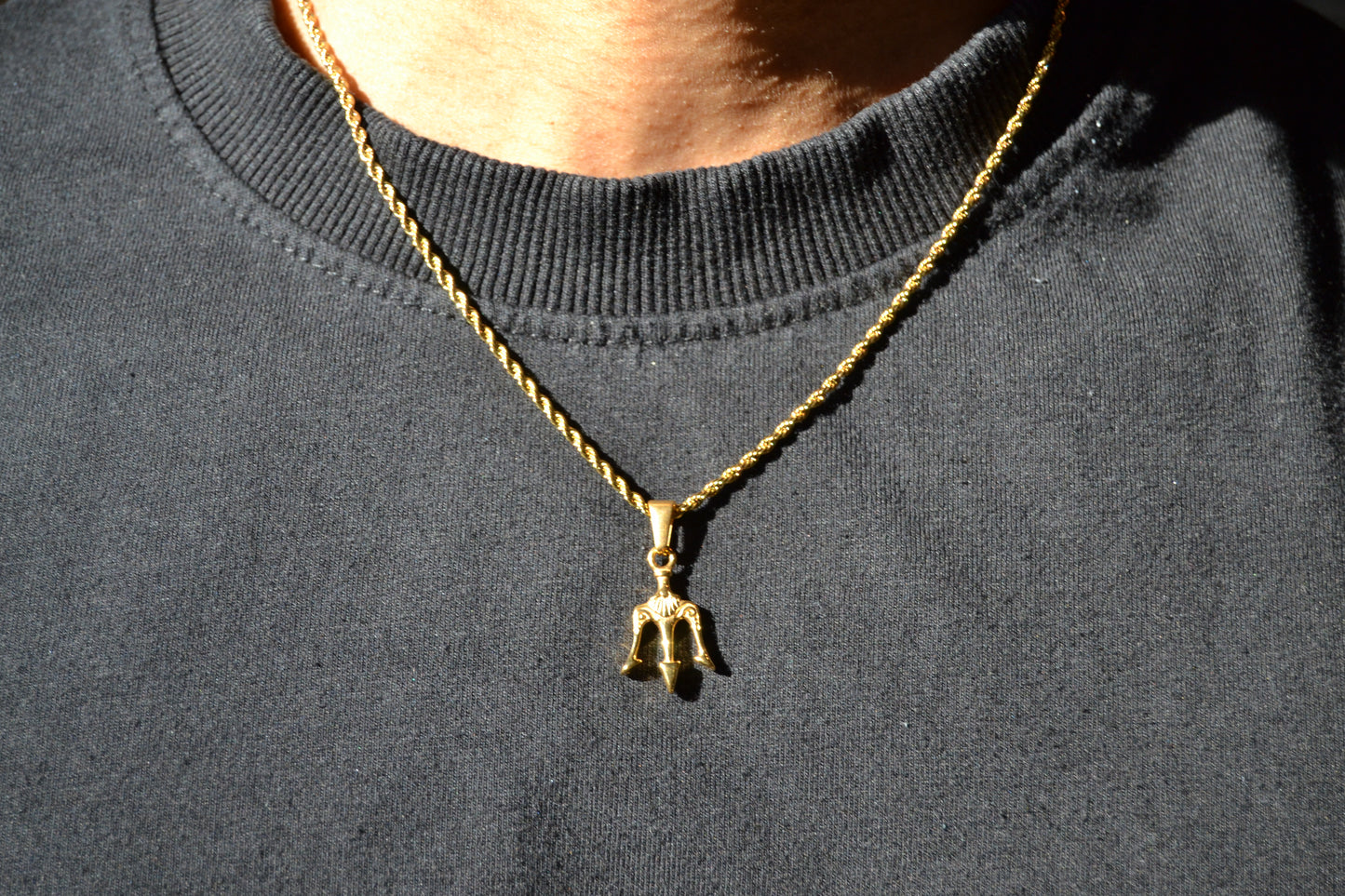 Gold Micro Trident Pendant