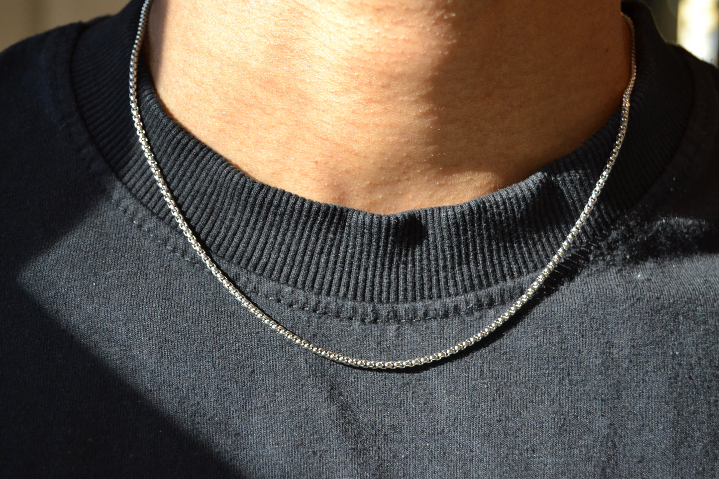 Men’s Silver Square Rolo Chain
