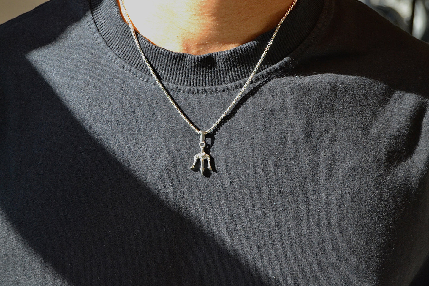 Men's Silver Trident Pendant